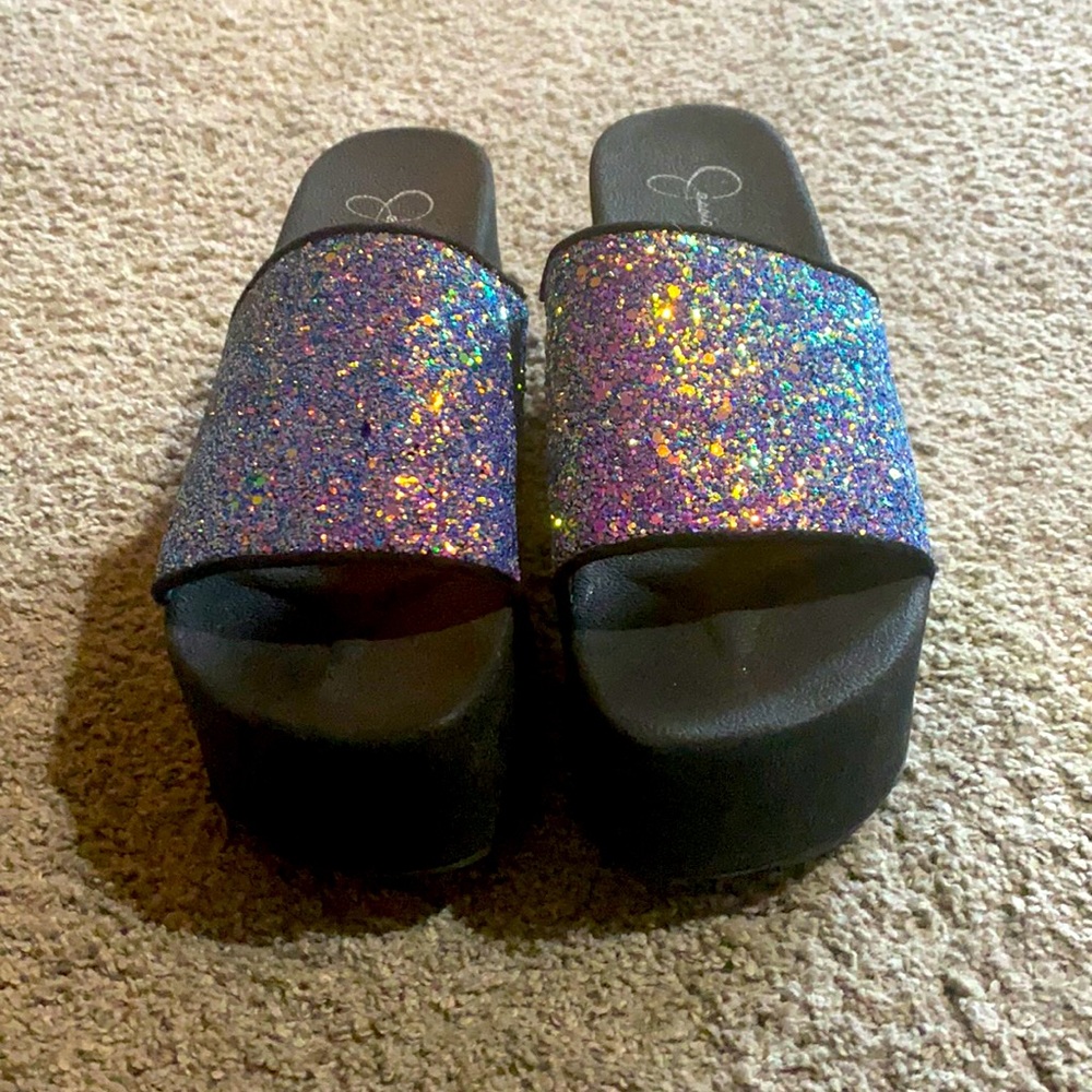 Jessica Simpson glittery wedges